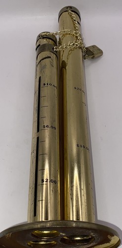Vintage 80er Messing Metall 3 Turm Münzsortierer Röhre Bank Viertel/Groschen/Nickel 12" Höhe - Bild 8 von 9