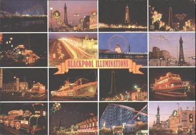 Blackpool Illuminations Postkarte John Hinde UK Küstenresort Lichter