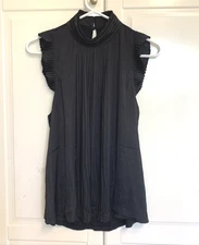 INC International Concepts Sleeveless Blouse Top Mock Neck Black Women's M