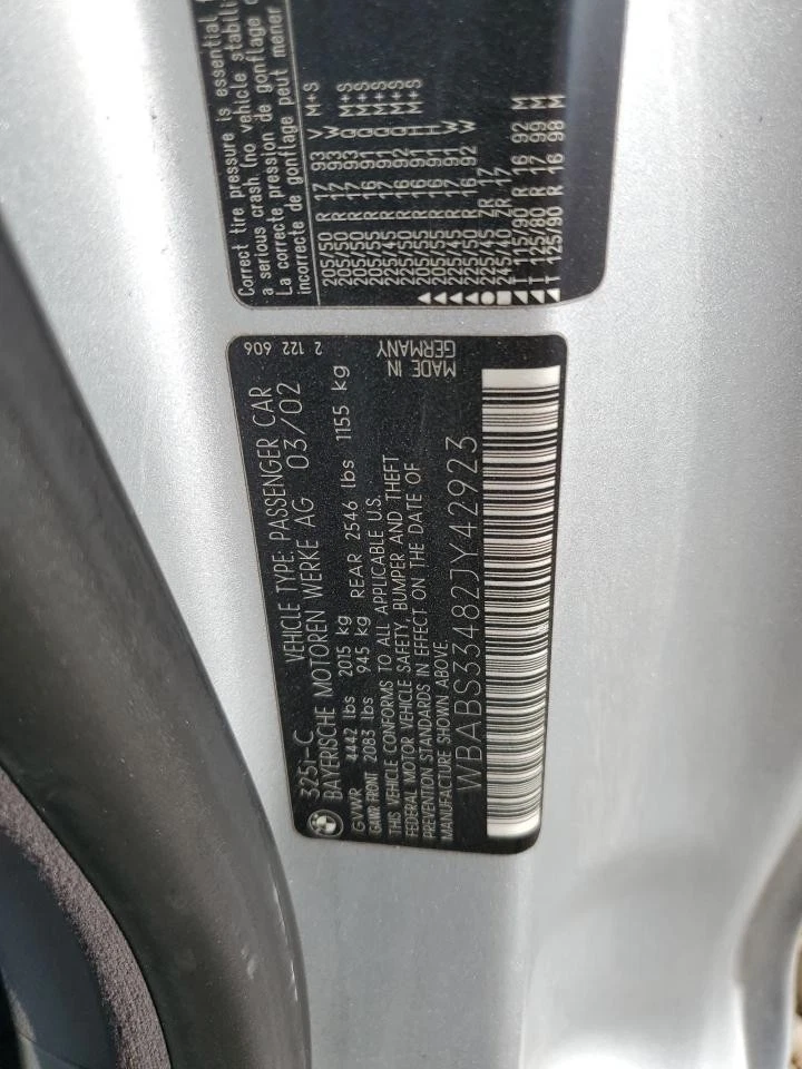 Used Deck Lid fits: 2002 Bmw 325I Conv Grade A Foto 2 de 4