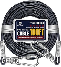 Tie Out Cable for Large Dogs, 100ft Dog Runner for Yard, Heavy Duty Swivel Hooks