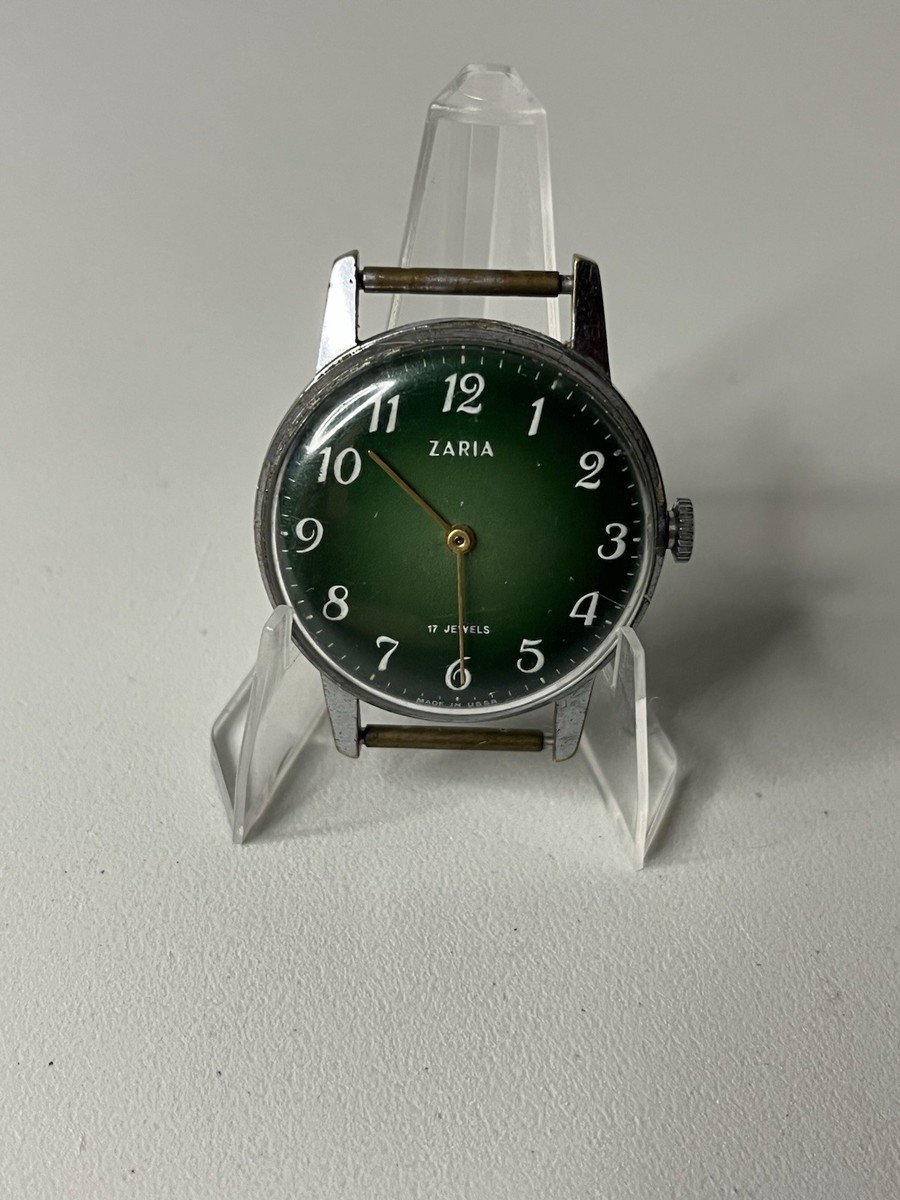 Vintage Soviet Watch Zaria 17 Jewels – Green Dial – USSR Era