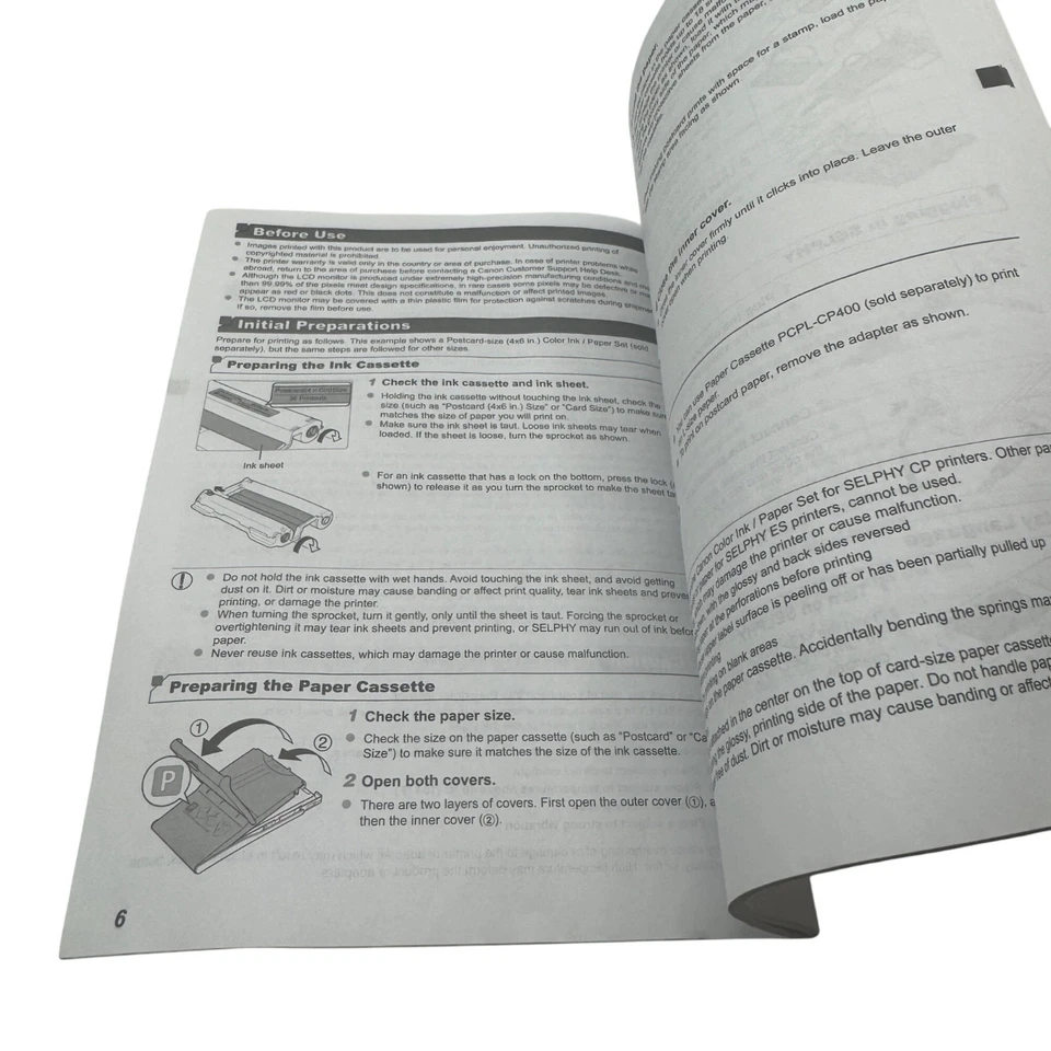 Impresora fotográfica compacta Canon Selphy CP910 manual de usuario original multilingüe Foto 3 de 4