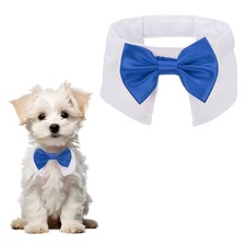 Dog Bow Tie Dog with Hook and Loop Cotton L Sapphire 