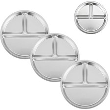 Stainless Steel Divided Plates for Kids 3 Pack 3 Compartment Portion Control