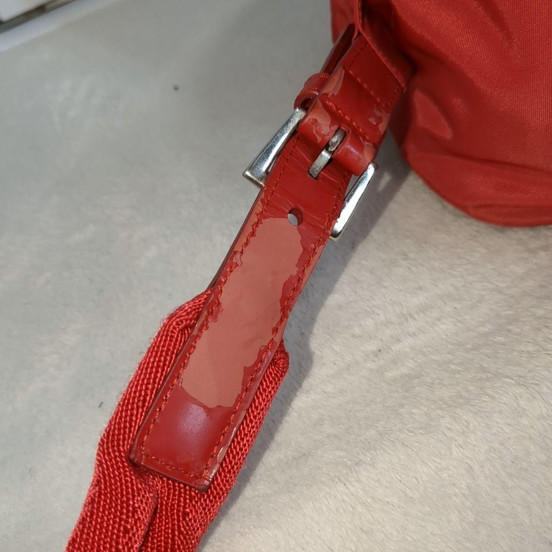 PRADA Backpack Red Testo Nylon Triangle Logo Leat… - image 15