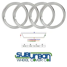 👀 17" Chrome Stainless Steel Trim Rings 1 3/4" Depth Beauty Rings TR4703 SET ✅