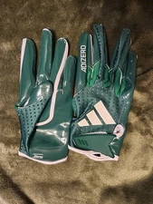 UM Football Gloves Large Adult Green White Receiver Gloves