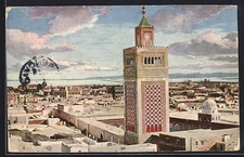 CPA Tunis, vue générale avec grosser Moschee 1918 