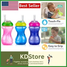 Vibrant 10 Oz No-Spill Sippy Cups with Soft Straw - 3-Pack for Girls 12 