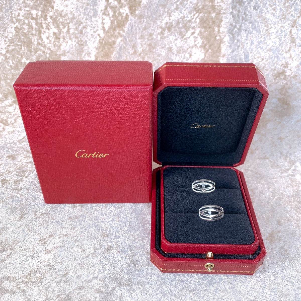 Cartier Cufflinks Double C Shaped Sterling Silver Made in