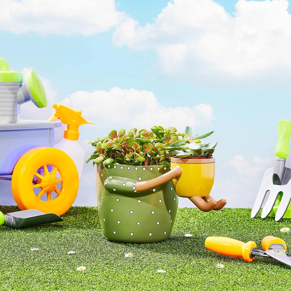 Adorables macetas para plantas. Maceta de 5" y maceta suculenta pequeña de 2" con drenaje. Sm... Foto 2 de 4