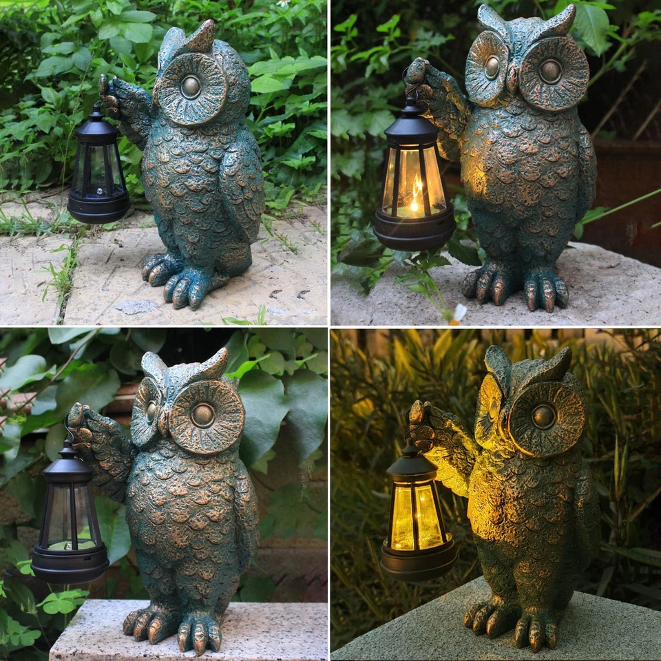 Garden Statues Outdoor, Owl Figurines Decorated with Solar Lights, Unique Christ - Image 3 of 4