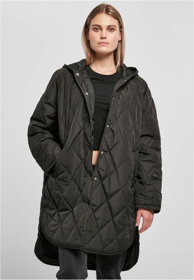 Ladies Oversized Diamond Quilted Hooded Coat Damen Mantel | Urban Classics - Bild 1 von 1