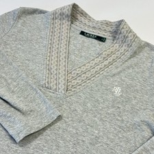 Lauren Ralph Lauren Shirt Womens Large Gray Knit V Neck Long Sleeve Top