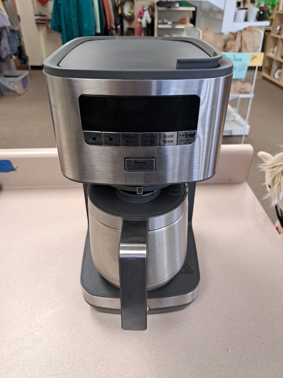GE Drip Coffee Maker Thermal Carafe 10-Cup Removable Filter Stainless Steel
