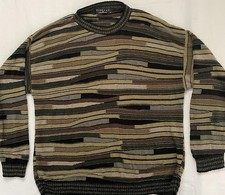 VTG Protege Collection Sweater Mens L USA Made 90s Coogi Style Abstract Knit