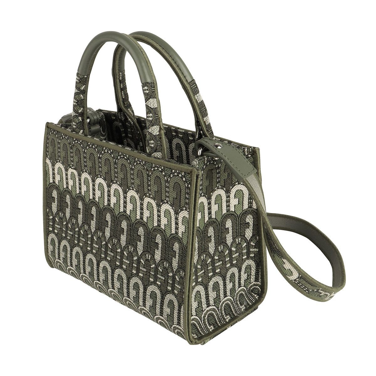 FURLA Opportunity Mini Tote Bag Ethnic Jacquard Cactus Green