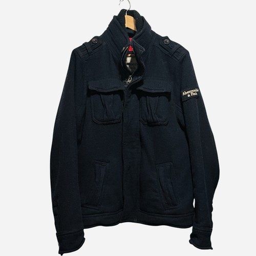 Abercrombie Y2K Mens Sz Large Blue Wool Military Field Jacket Quilted Insulation - Picture 5 of 12