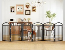 Folding No-Assembly Freestanding Dog Gate with Door,32" Heights Foldable Pet ...