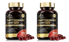 Nattokinase  6000 FU Enzyme For Heart/Brain Health, Blood Circulation 2X100gels