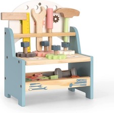 ROBOTIME Tool Bench Set for Toddlers - Mini Wooden Work Bench for Kids, Const...