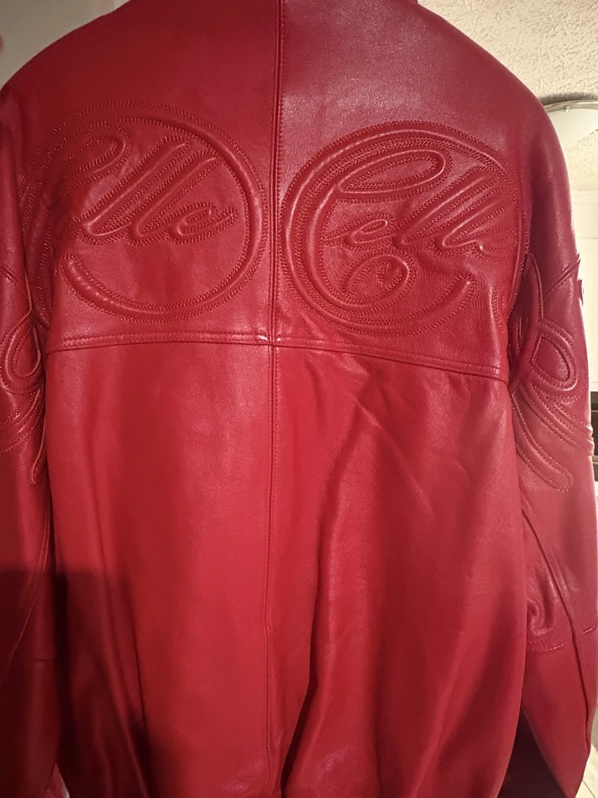 Pelle Pelle Marc Buchanan Men's Red Leather Full Zip Bomber Jacket 48 - product detail image 4