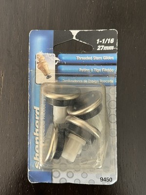 Shepherd Hardware 9450 Furniture Glide set 4 Threaded Stem Meta Plastic 27mm NOS