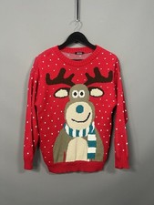 REINDEER CHRISTMAS Jumper - Size Small - Red - Great Condition - Men s