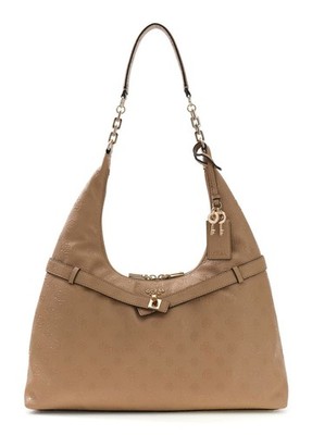 GUESS Ella Logo Hobo Schultertasche Tasche Beige Logo taupe Neu
