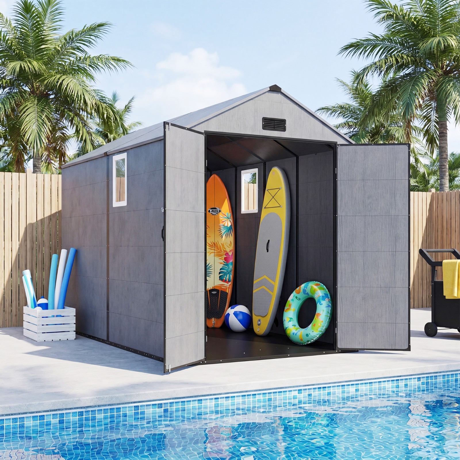 6x10 FT Resin Shed Outdoor Storage Plastic Garden Shed with Floor