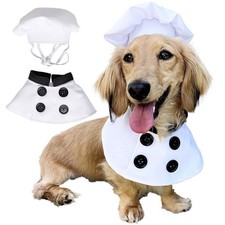 Polyester Pet Chef Uniform with Hat Tear Resistant Costume for Dogs Parties