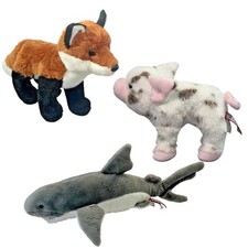 Lot of Douglas Cuddle Toys Fox, Pig, & Shark Plush Stuffed Animals Wildlife