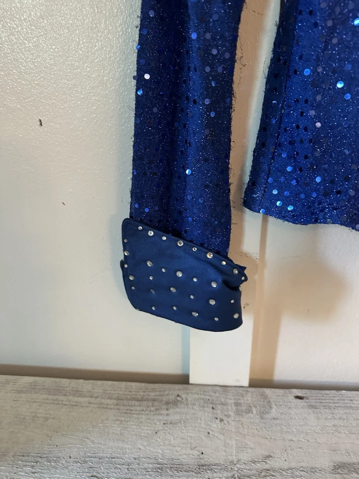 Camisa Rods Cremallera Lentejuelas Brillante Damas Western Horse Show Azul Talla Pequeña LEER Foto 2 de 4