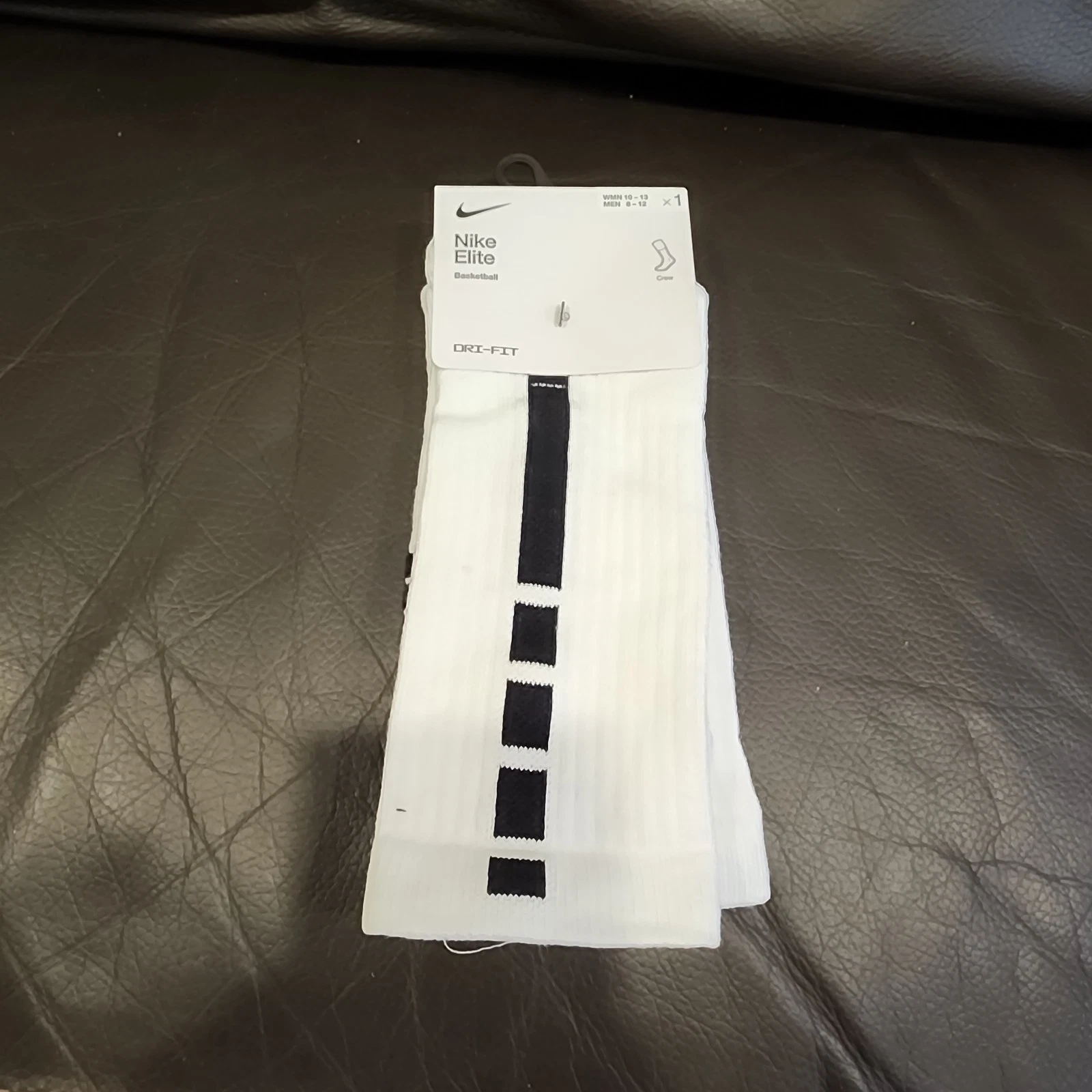 NEW Nike Elite Mid ankle Basketball Socks White Black 8-12 L large SX7622-100