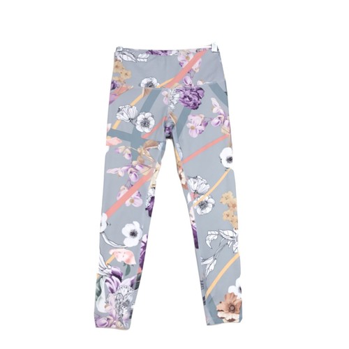 Apana Gray Floral Print Cropped Yoga 
