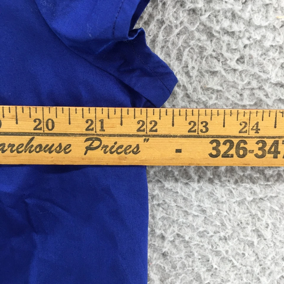 Blusa Top Merona Abotonada Mujer XXL Azul Mezcla Algodón Elastizada Plisada Frontal Foto 4 de 4