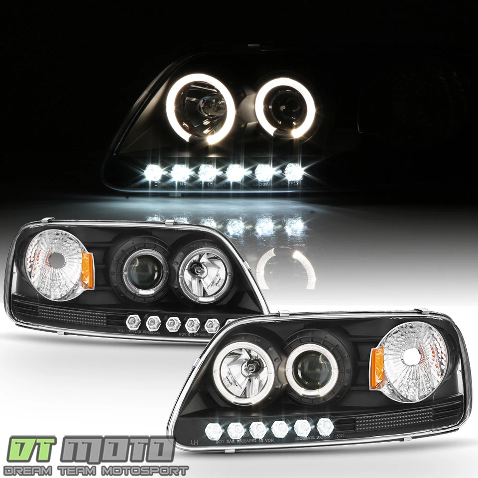 Faros proyectores LED halo negros Ford F150 97-02 Expedition 1997-2003 Foto 3 de 4