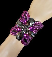 ballroom dance jewelry braselet single Crystals Hematite/fuchsia luxe 