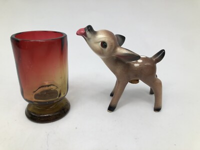 2 Pieces Amberina Toothpick/ shot glass / Bambi Shaker