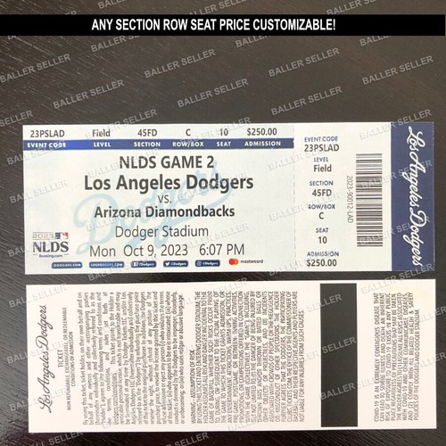 2023 NLDS Souvenir Ticket Stub Dodgers Diamondbacks ANY SECTION ROW SEAT PRICE! - Picture 3 of 4