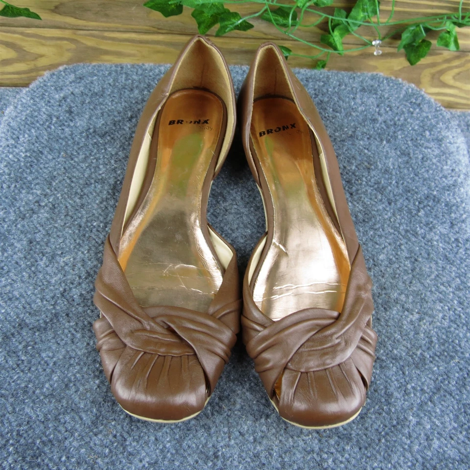 Zapatos planos Bronx So Today para mujer de cuero marrón sin cordones talla 39 medianos Foto 3 de 4