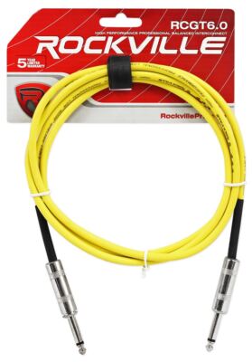Rockville RCGT6.0Y 6' 1/4'' TS to 1/4'' TS Instrument Guitar Cable in Yellow