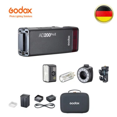 Godox AD200Pro II 2.4G HSS 1/8000s Flash Cámara Flash 200Ws Luz de Vídeo LED