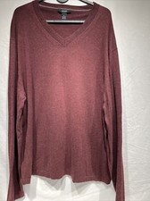 ALFANI Sweater Men's XL Long Sleeve V-Neck Cotton Blend Light Weight Burgundy
