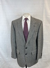 FALL/WINTER Oscar de la Renta Men's Gray Herringbone Wool Blend Blazer 42L 495