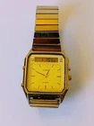 Vintage TIMEX Q Men’s 31 mm Analog Digital V Cell Quartz Watch Gold READ DESCRIP
