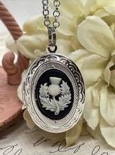 Scottish Thistle Necklace Locket Silver pendant IRISH CELTIC GIFT VALENTINES DAY