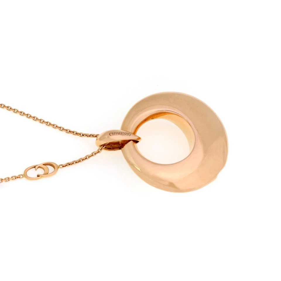 Chimento Diamond Necklace 18k Rose Gold Circle Pendant & Chain - Image 4 of 4