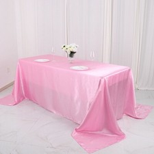 Pink 90x132" RECTANGLE Satin TABLECLOTH Wedding Party Home Banquet Linens Home